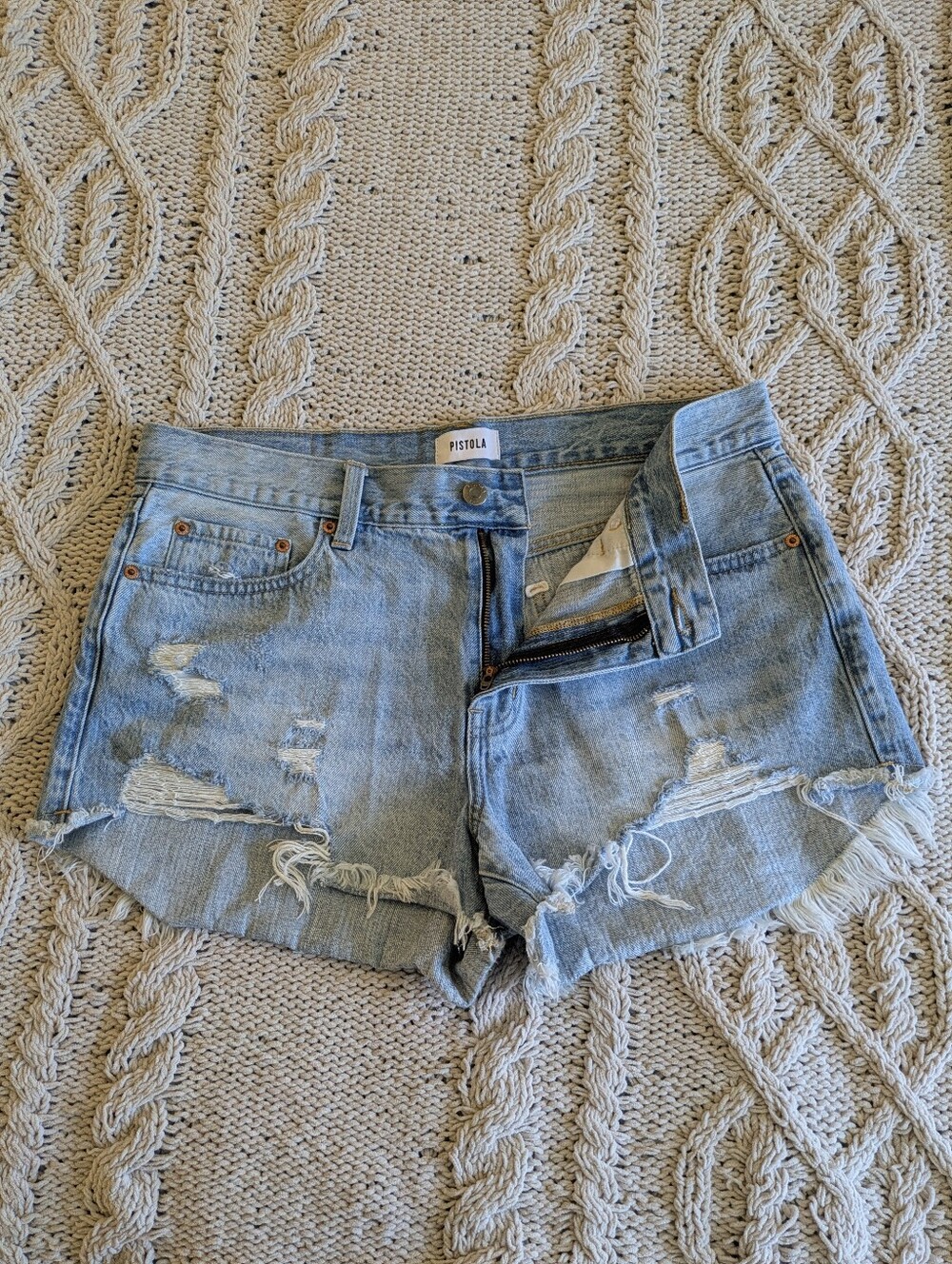 Pistola Hi-Rise Cutoff Denim Shorts Sz 30 - Picture 4 of 10